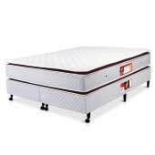 Imagem do produto -Conjunto Colchão Castor + Box SI ESPUMA Red & White D45 Pillow Top Double Face